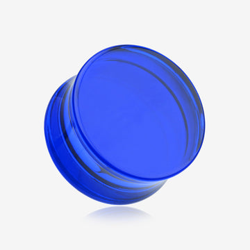 A Pair of Basic UV Acrylic Double Flared Ear Gauge Plug-Blue